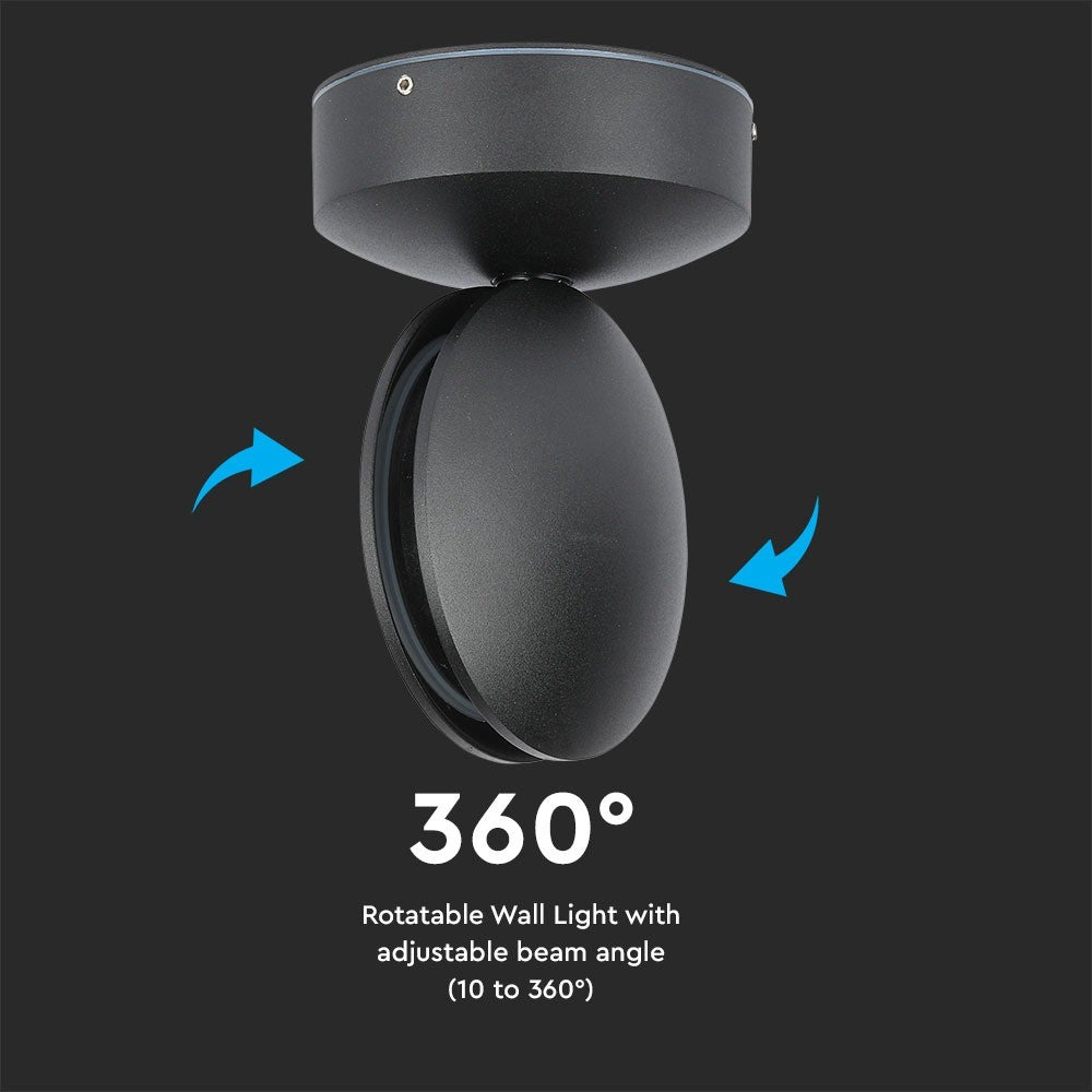 7W Lampa ścienna LED / Barwa:4000K / IP65 / Obudowa: Czarna
