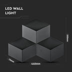 9W Lampa ścienna LED / Barwa:3000K / IP20 / Obudowa: Czarna
