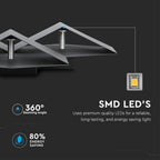 9W Lampa ścienna LED / Barwa:3000K / IP20 / Obudowa: Czarna