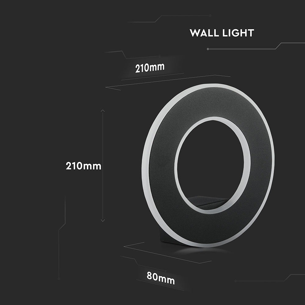 9W Lampa ścienna LED / Barwa:3000K / IP20 / Obudowa: Czarna