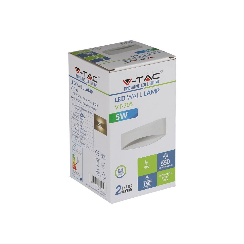 5W Lampa ścienna LED / Barwa:3000K / Obudowa: Biały / IP20