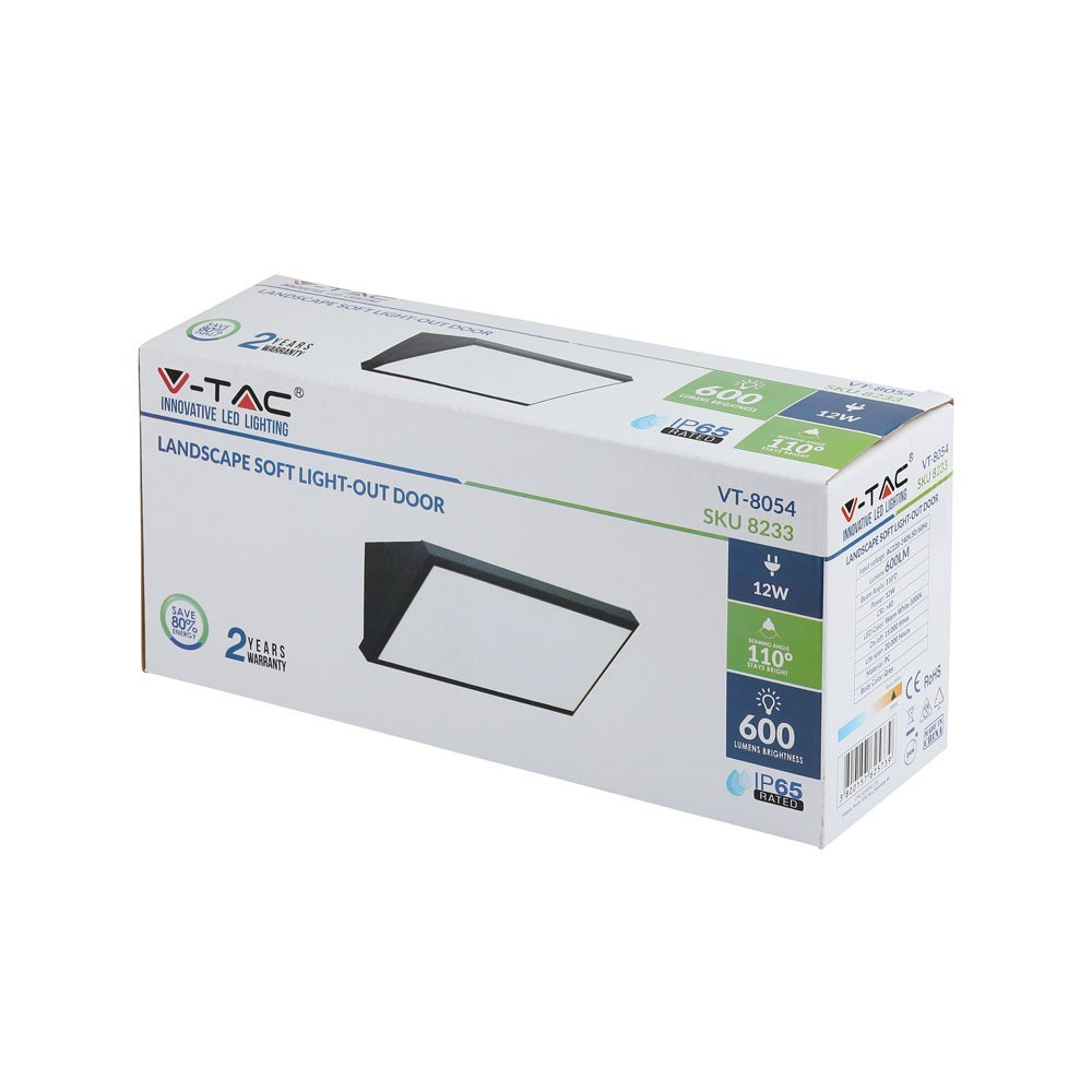 12W Lampa ścienna LED / Ukośna / Barwa:6400K / Obudowa: Szara