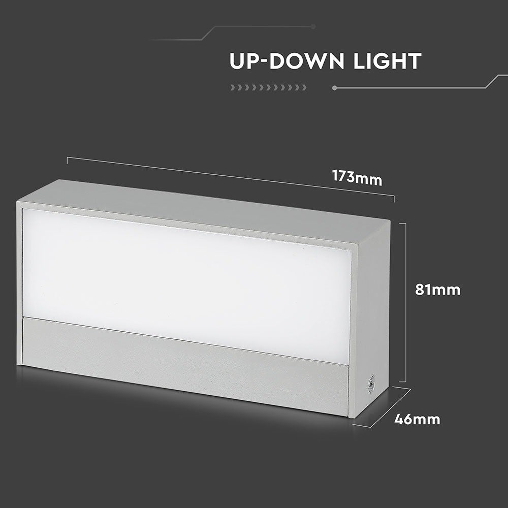 9W Lampa ścienna LED / Kierunek: Góra-Dół / Barwa:4000K / Obudowa: Szary