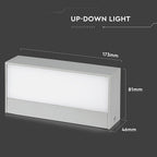 9W Lampa ścienna LED / Kierunek: Góra-Dół / Barwa:3000K / Obudowa: Szary