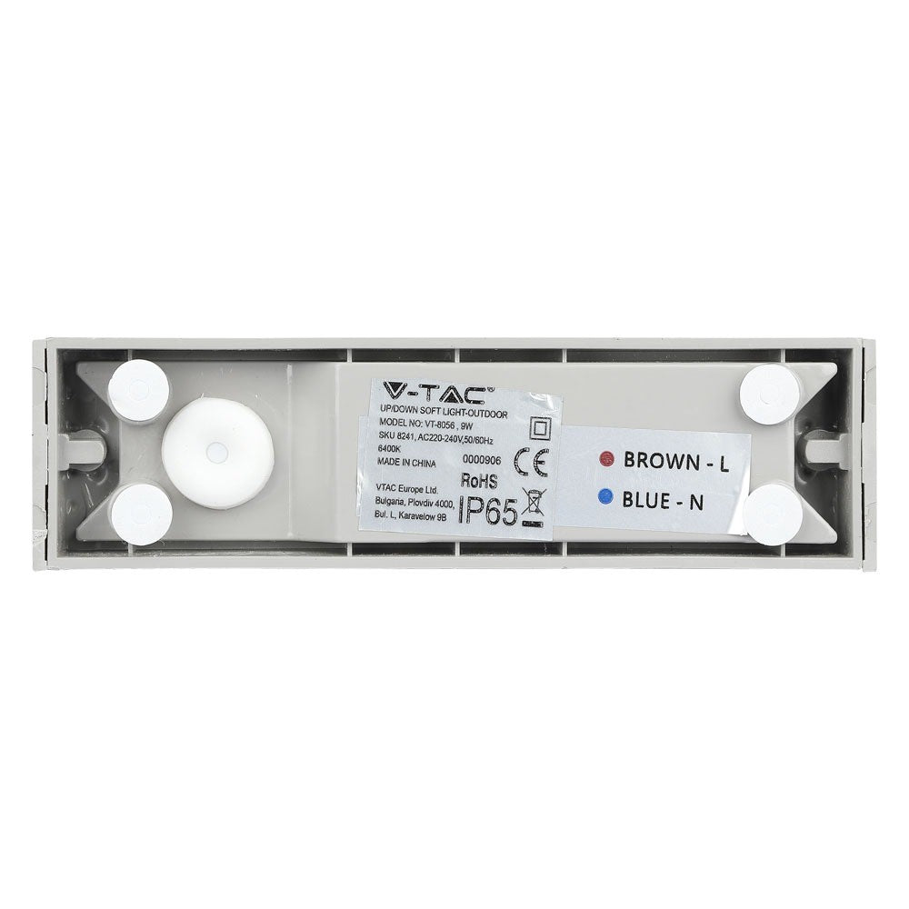 9W Lampa ścienna LED / Kierunek: Góra-Dół / Barwa:6400K / Obudowa: Szary