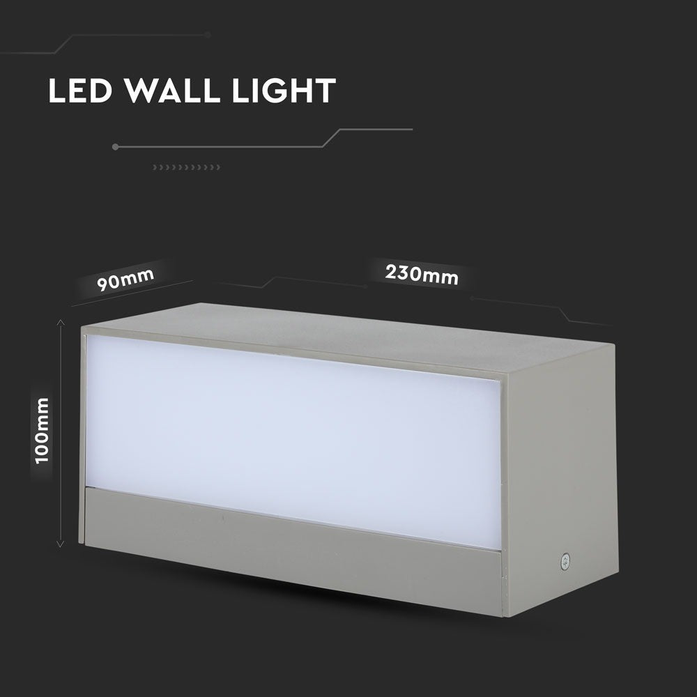 12W Lampa ścienna LED / Kierunek: Góra-Dół / Barwa:4000K / Obudowa: Szara