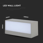 12W Lampa ścienna LED / Kierunek: Góra-Dół / Barwa:3000K / Obudowa: Szara