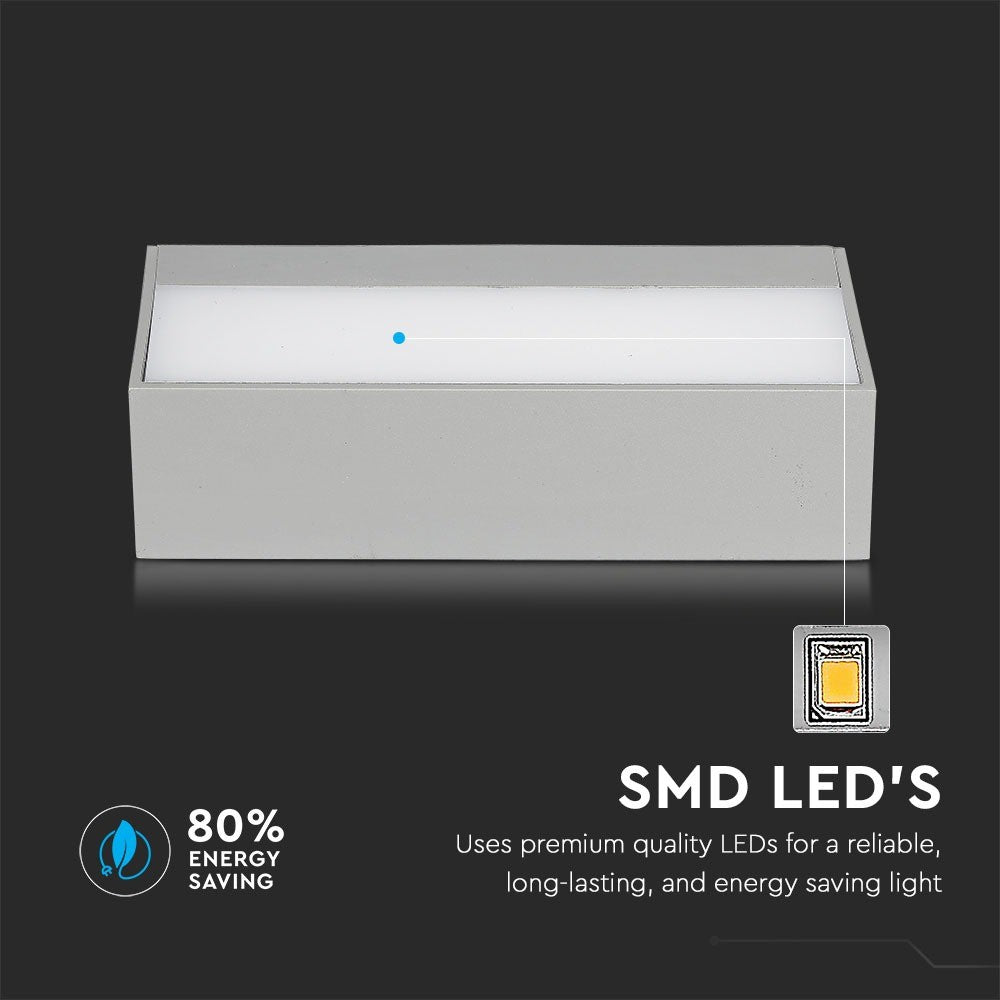 12W Lampa ścienna LED / Kierunek: Góra-Dół / Barwa:4000K / Obudowa: Szara