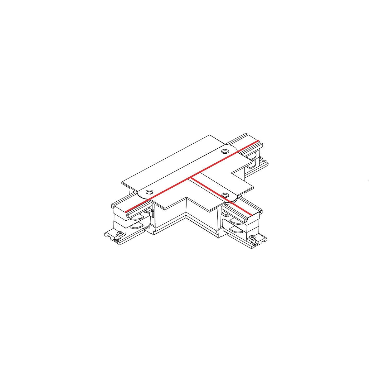 Nowodvorski System szynowy CTLS RECESSED POWER T CONNECTOR, RIGHT 1 (T-R1) 3-obwodowy CTLS 16A, 3,7kVA - Tworzywo sztuczne - Czarny 8246