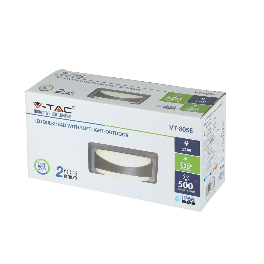 12W Lampa ścienna LED / Barwa:3000K / Obudowa: Szara