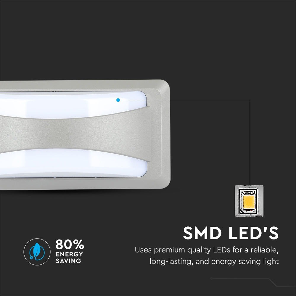 12W Lampa ścienna LED / Barwa:3000K / Obudowa: Szara