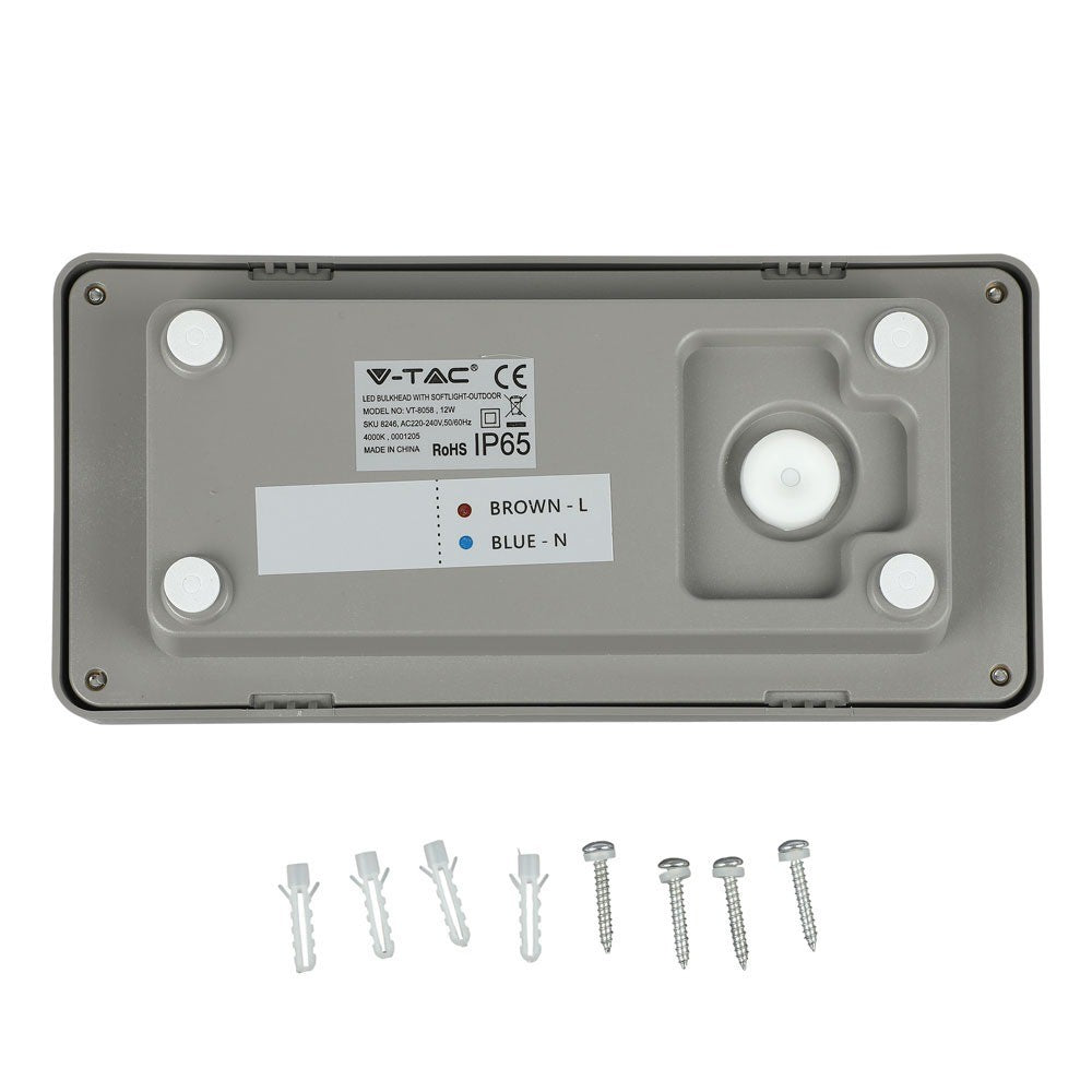 12W Lampa ścienna LED / Barwa:6400K / Obudowa: Szara
