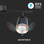 12W Lampa sufitowa / Barwa:4000K / Czarny - Pierścień miedź