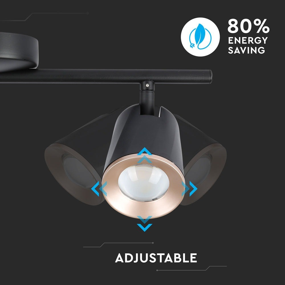12W Lampa sufitowa / Barwa:3000K / Czarny - Pierścień miedź
