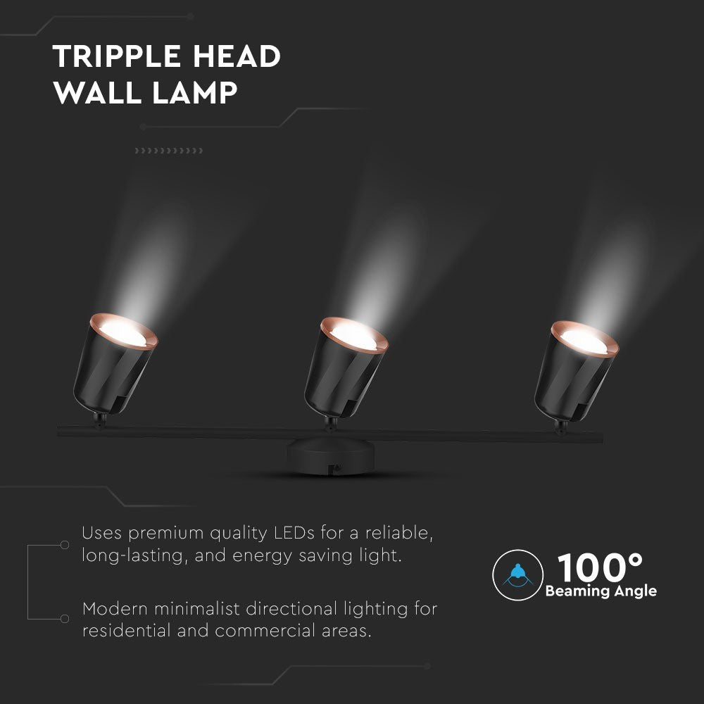 18W Lampa sufitowa / Barwa:3000K / Czarny - Pierścień miedź