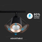 18W Lampa sufitowa / Barwa:3000K / Czarny - Pierścień miedź