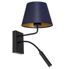 kinkiet Arden G9+E27 black, cone shade dia 130/200, h 150 navy blue/gold 1xE27+1xG9