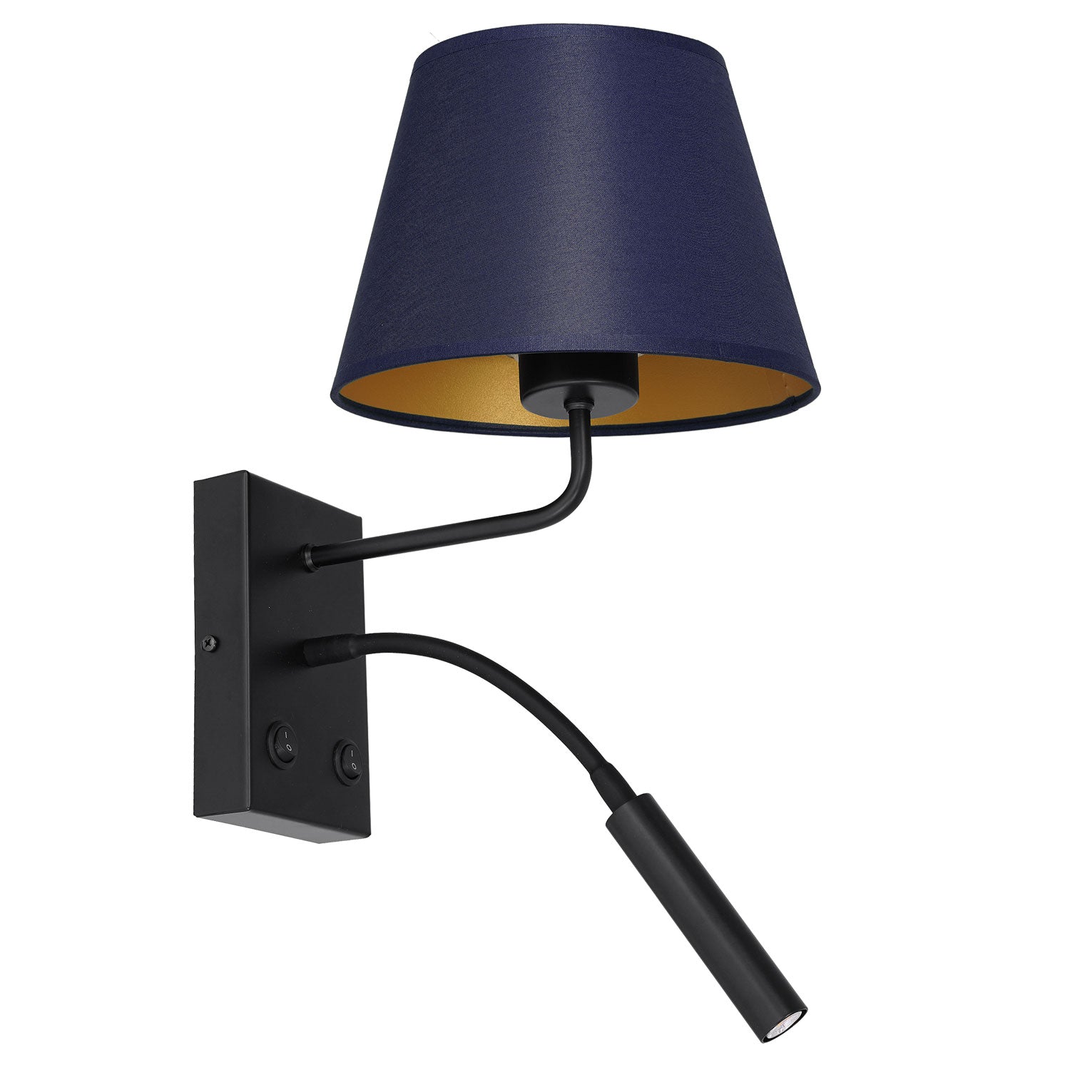 kinkiet Arden G9+E27 black, cone shade dia 130/200, h 150 navy blue/gold 1xE27+1xG9
