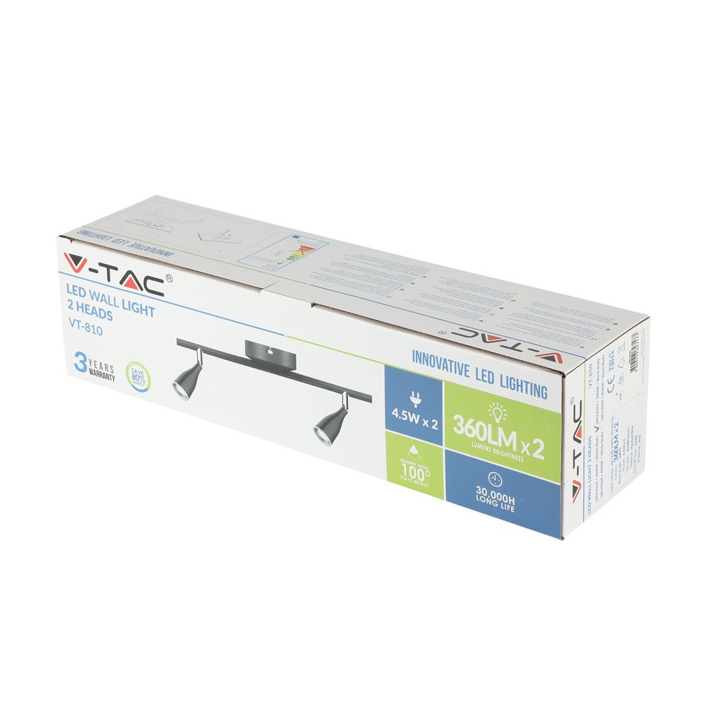 9W Lampa sufitowa / Barwa:3000K / Czarny