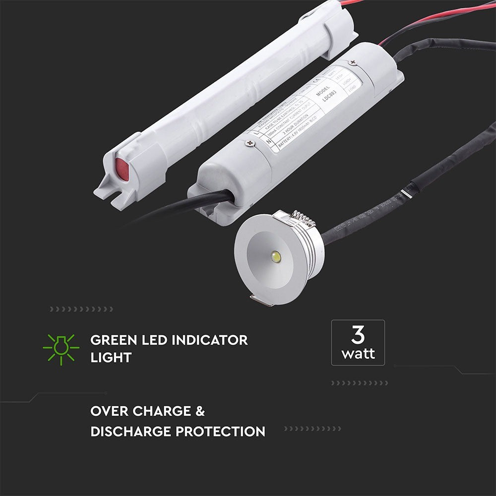 3W Oprawa awaryjna LED DOWNLIGHT / Barwa:5500K