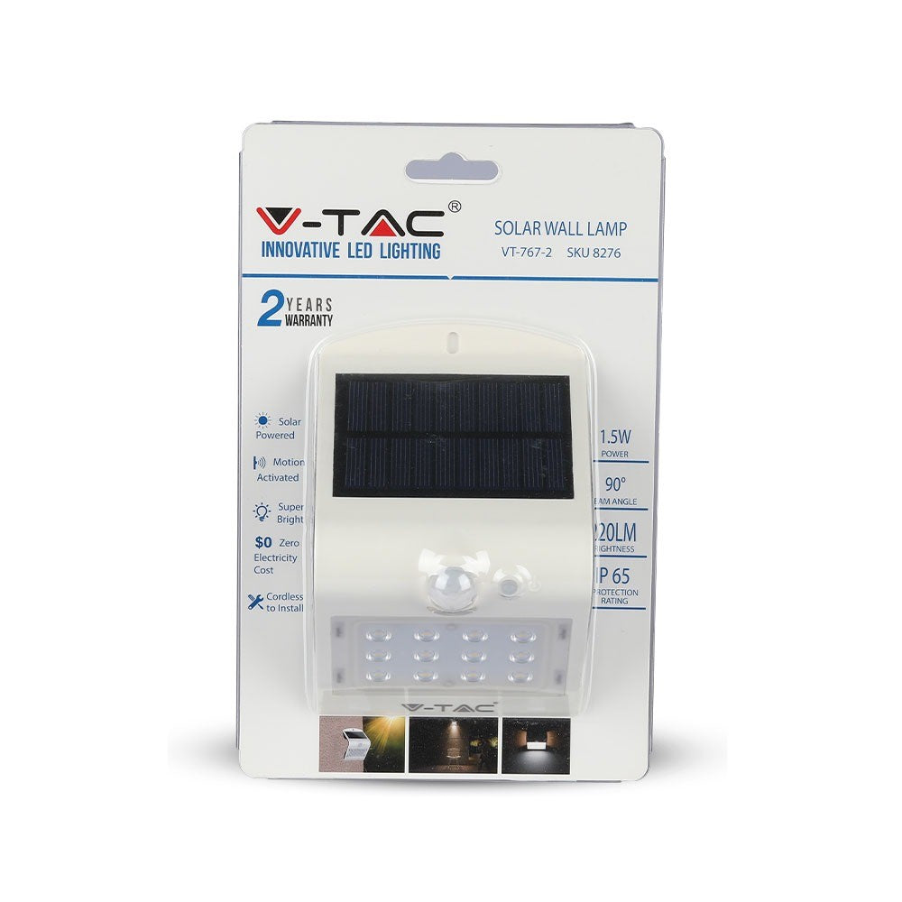 1.5W Lampa solarna ścienna / Trójkąt / Barwa:4000K / Obudowa: Biały + Czarny