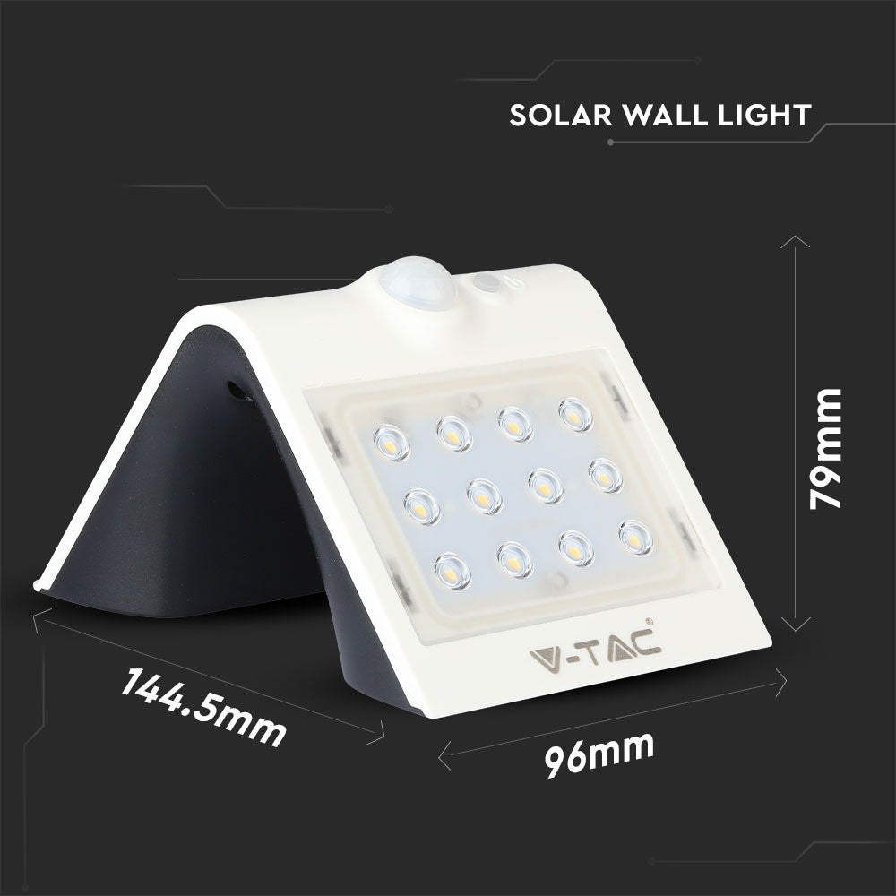 1.5W Lampa solarna ścienna / Trójkąt / Barwa:4000K / Obudowa: Biały + Czarny