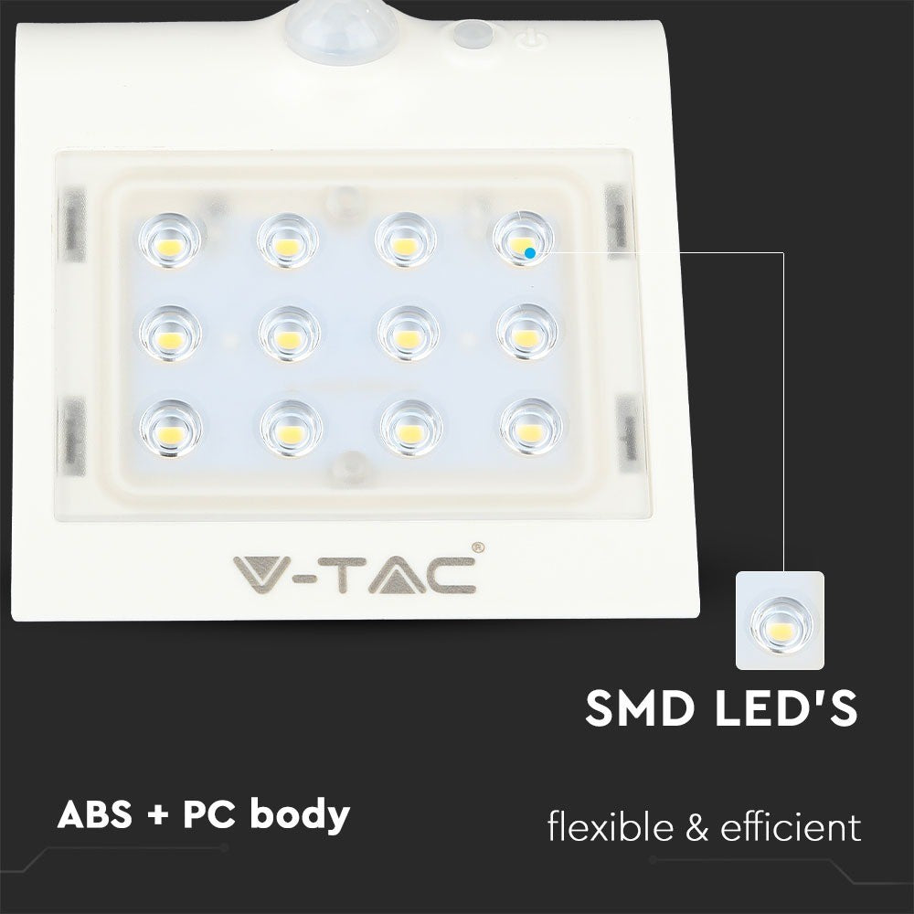 1.5W Lampa solarna ścienna / Trójkąt / Barwa:4000K / Obudowa: Biały + Czarny