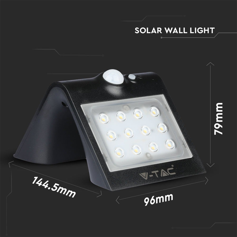 1.5W Lampa solarna ścienna / Trójkąt / Barwa:4000K / Obudowa: Czarny + Czarny