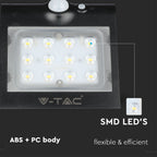 1.5W Lampa solarna ścienna / Trójkąt / Barwa:4000K / Obudowa: Czarny + Czarny