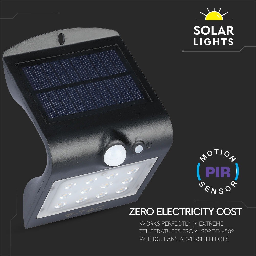 1.5W Lampa solarna ścienna / Trójkąt / Barwa:4000K / Obudowa: Czarny + Czarny