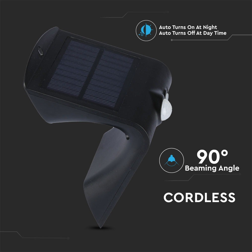 1.5W Lampa solarna ścienna / Trójkąt / Barwa:4000K / Obudowa: Czarny + Czarny