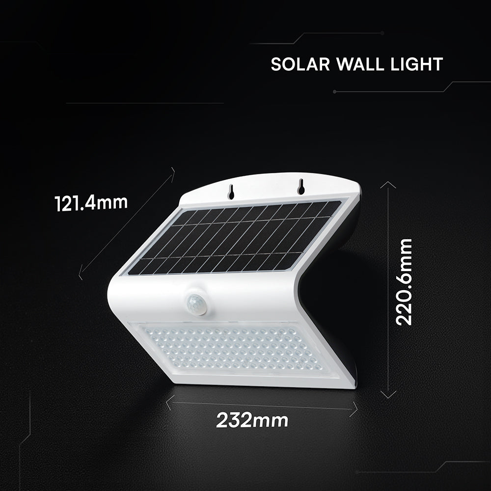 7W Lampa solarna ścienna / Trójkąt / Barwa:4000K / Obudowa: Biały + Czarny