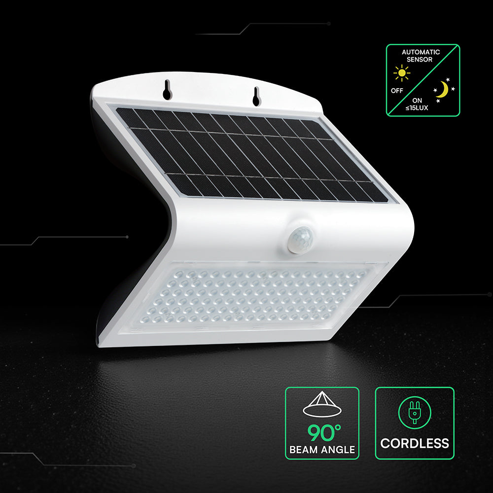 7W Lampa solarna ścienna / Trójkąt / Barwa:4000K / Obudowa: Biały + Czarny