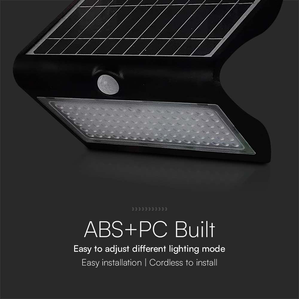 7W Lampa solarna ścienna / Trójkąt / Barwa:4000K / Obudowa: Czarny + Czarny
