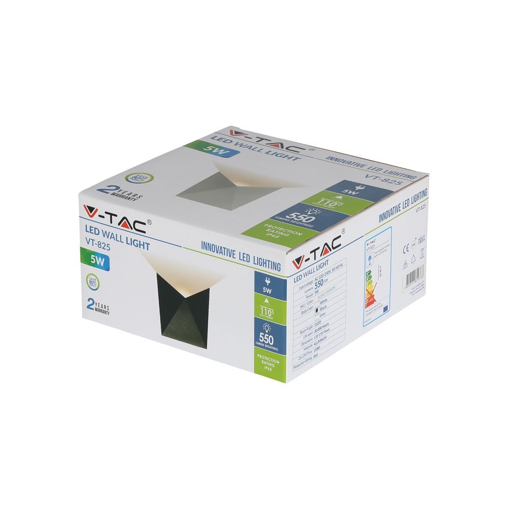 5W Lampa ścienna LED / Barwa:3000K / Obudowa: Czarna
