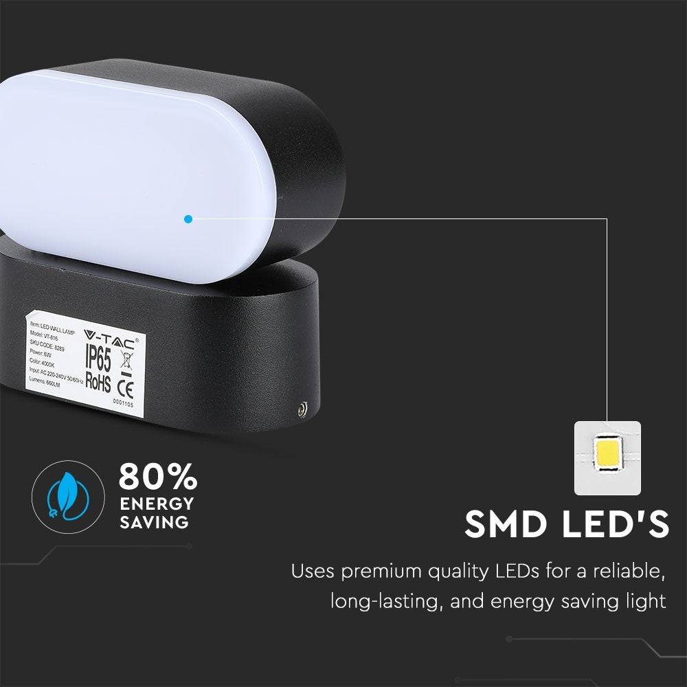 6W Lampa ścienna LED / Barwa:4000K / Obudowa: Czarna