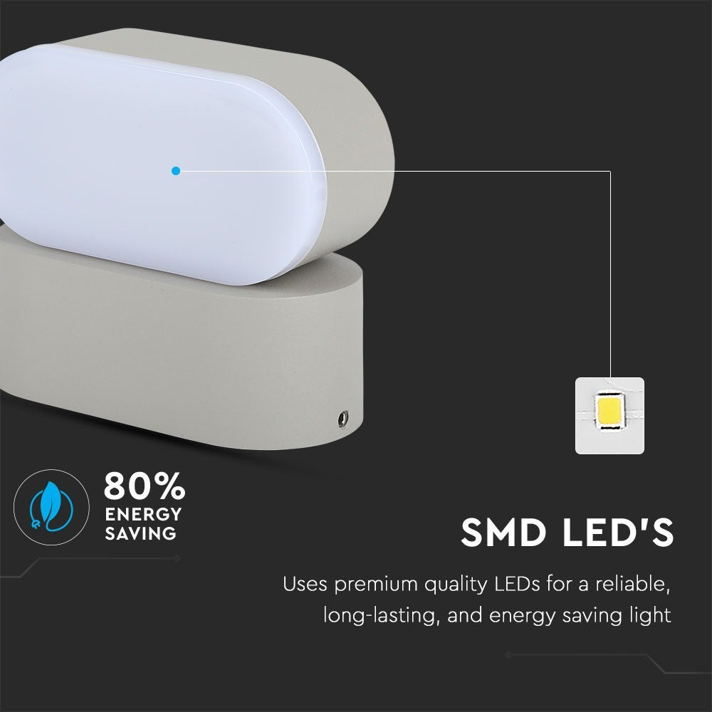 6W Lampa ścienna LED / Barwa:4000K / Obudowa: Szara