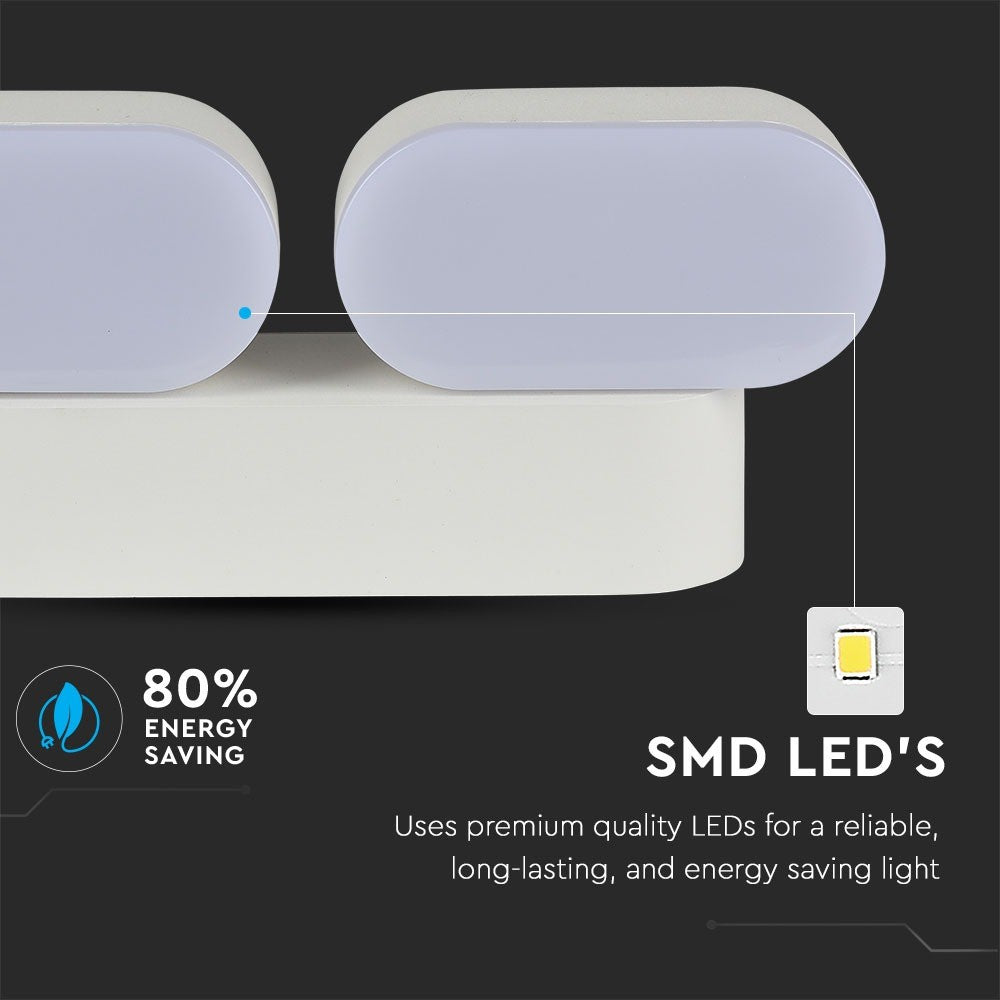 12W Lampa ścienna LED / Barwa:3000K / Obudowa: Biała