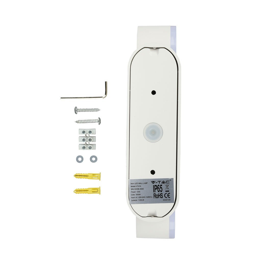 12W Lampa ścienna LED / Barwa:3000K / Obudowa: Biała