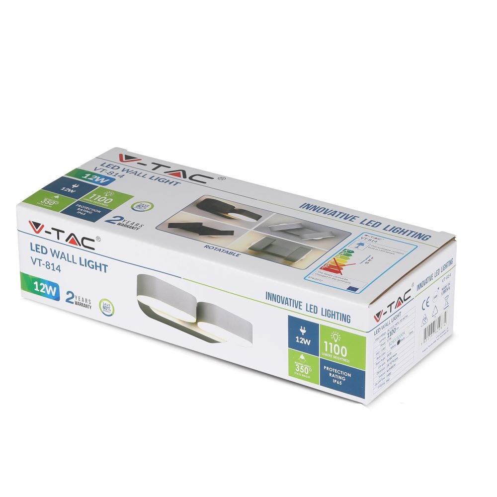 12W Lampa ścienna LED / Barwa:3000K / Obudowa: Czarna