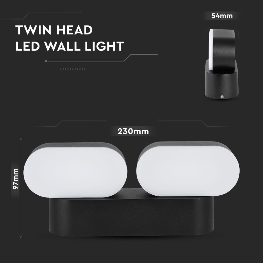 12W Lampa ścienna LED / Barwa:3000K / Obudowa: Czarna