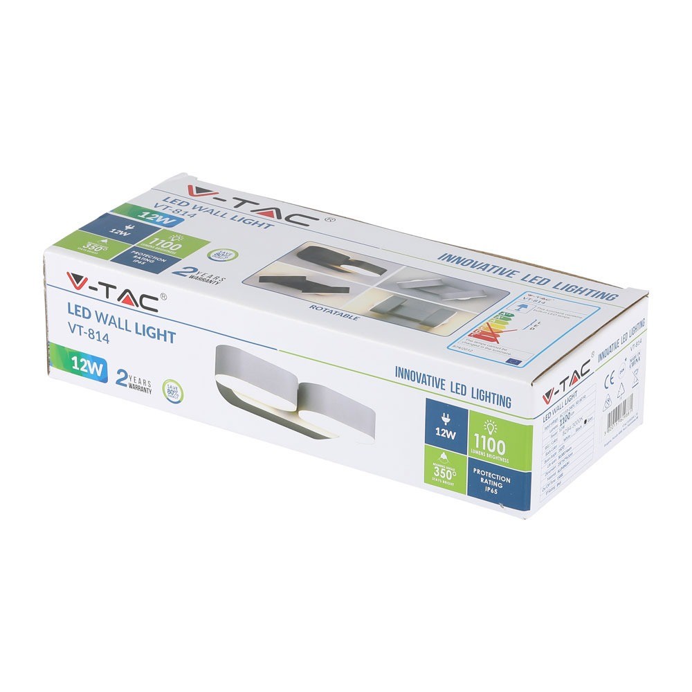 12W Lampa ścienna LED / Barwa:3000K / Obudowa: Szara