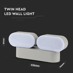 12W Lampa ścienna LED / Barwa:3000K / Obudowa: Szara