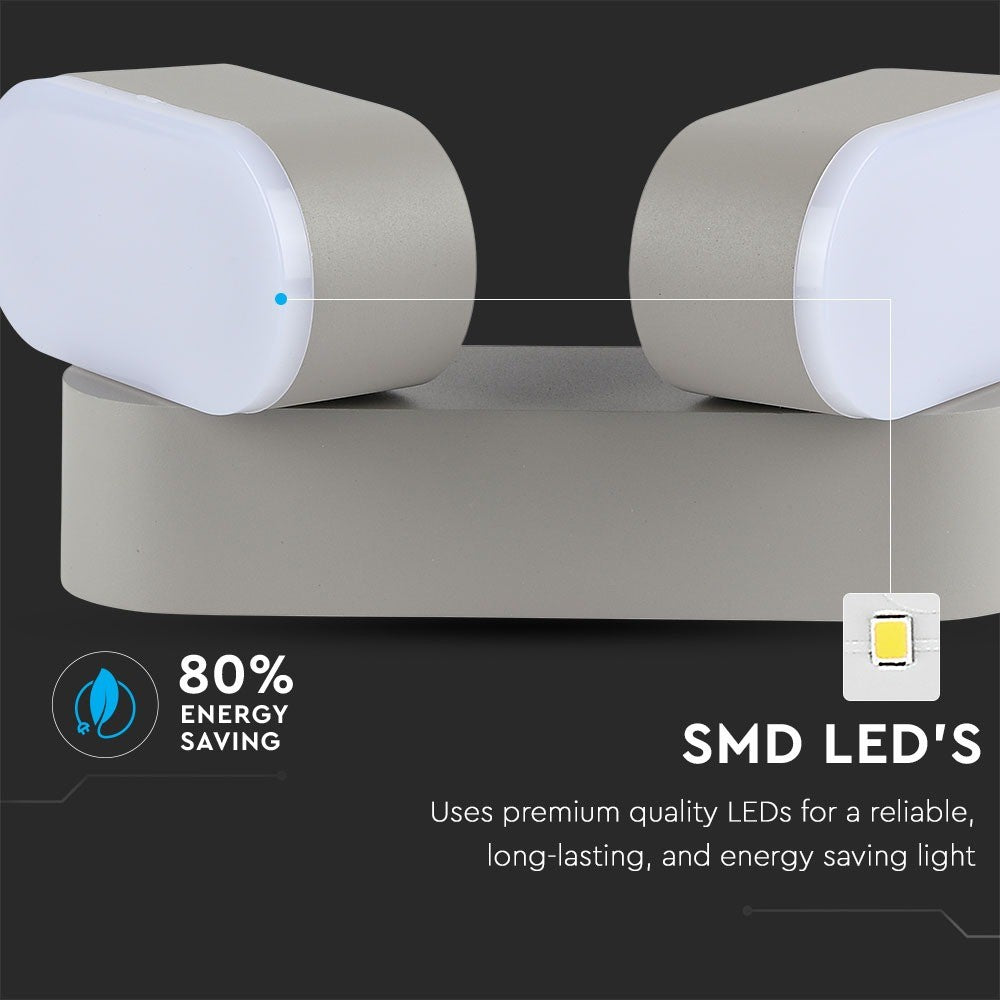 12W Lampa ścienna LED / Barwa:3000K / Obudowa: Szara