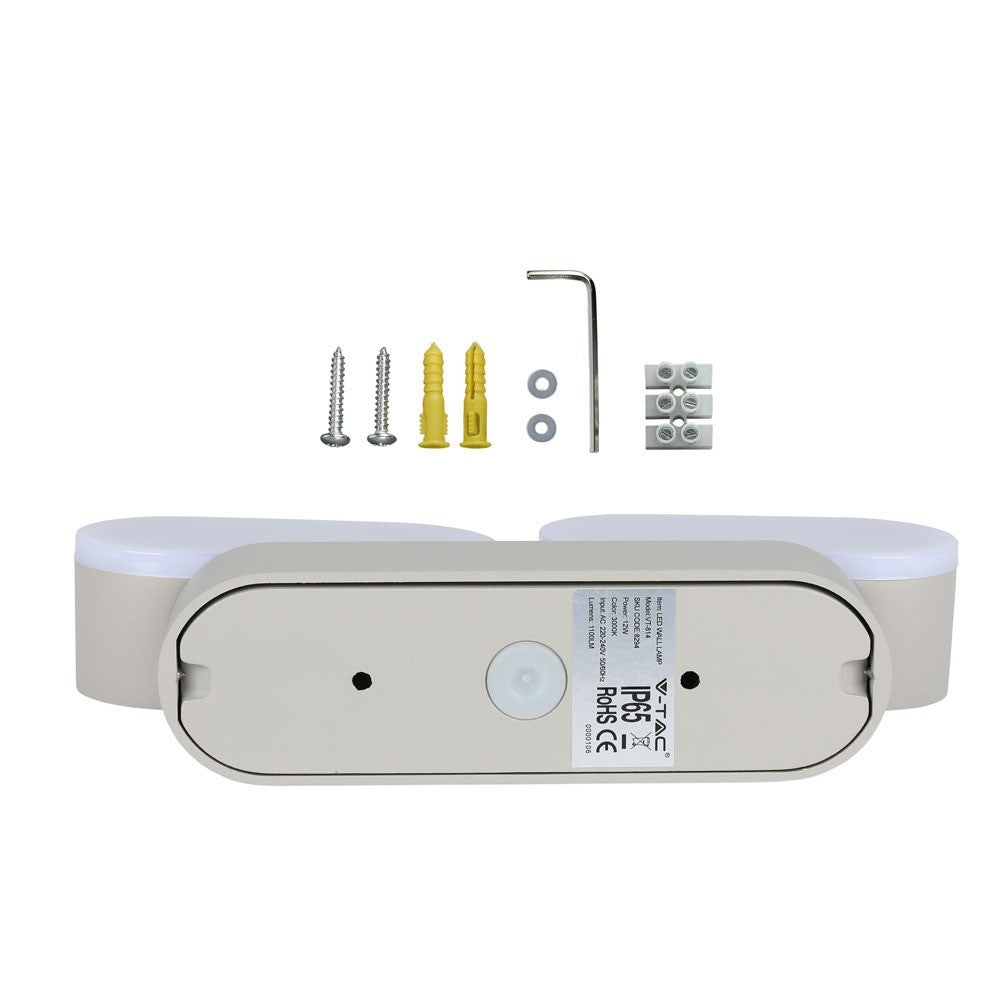 12W Lampa ścienna LED / Barwa:3000K / Obudowa: Szara