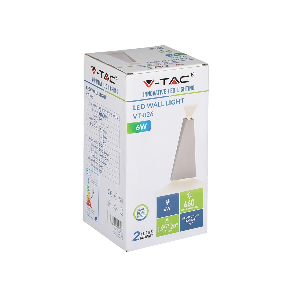 6W Lampa ścienna LED / Barwa:3000K / Obudowa: Biała
