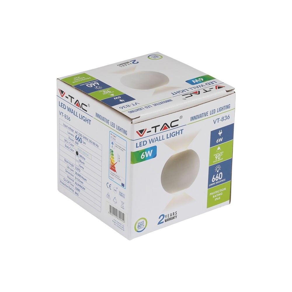 6W Lampa ścienna LED / Barwa:3000K / Obudowa: Biała