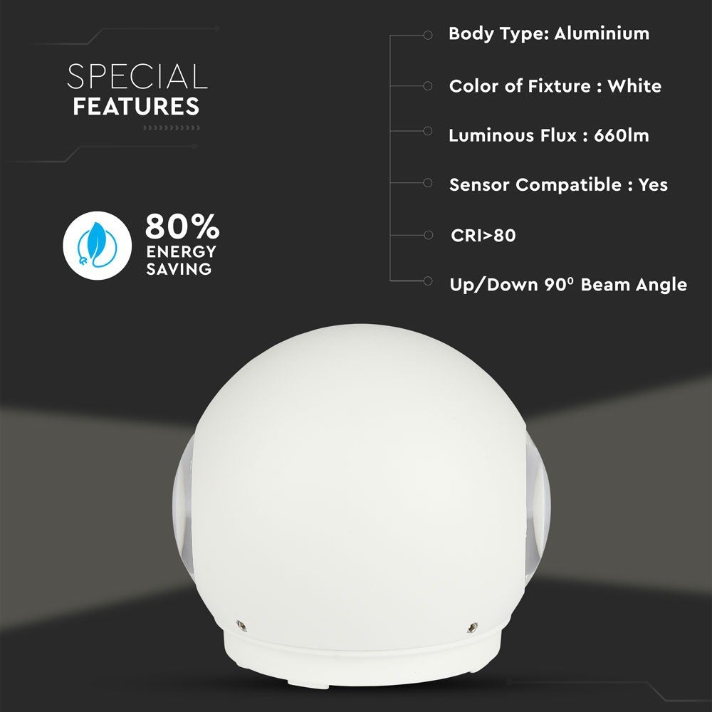 6W Lampa ścienna LED / Barwa:3000K / Obudowa: Biała