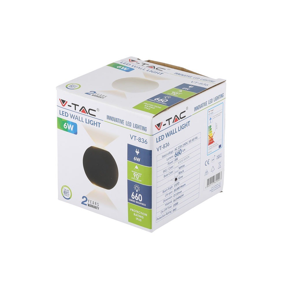6W Lampa ścienna LED / Barwa:4000K / Obudowa: Szara