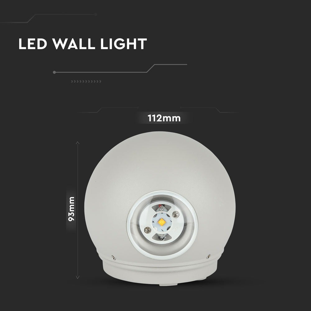 6W Lampa ścienna LED / Barwa:4000K / Obudowa: Szara